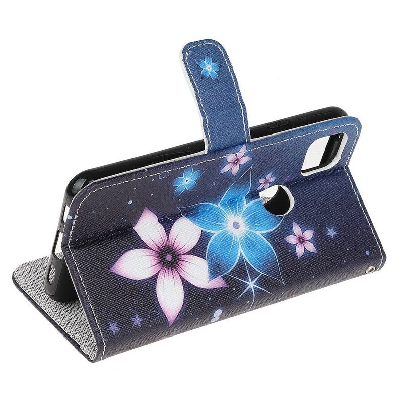 Flip Case Google Pixel 4a Suojaketju Kuori Lunar Strap Flowers