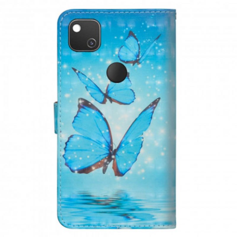 Kotelot Google Pixel 4a Flying Blue Butterflies