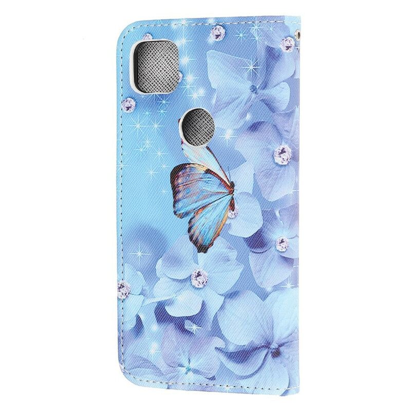 Kotelot Google Pixel 4a Suojaketju Kuori Diamond Butterflies Hihnalla