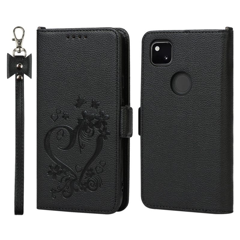 Kotelot Google Pixel 4a Suojaketju Kuori Strappy Heart