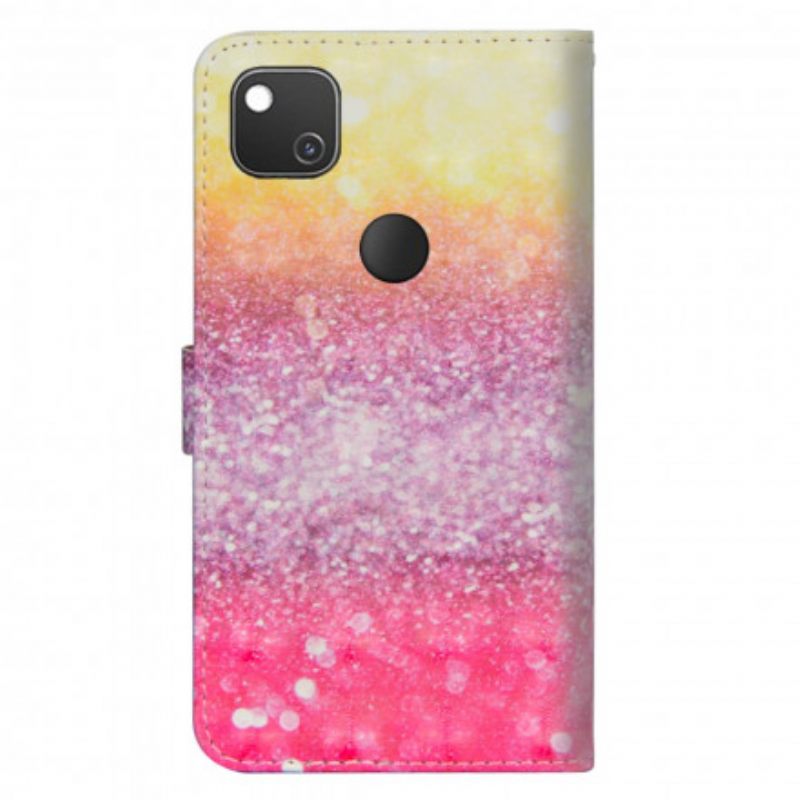 Nahkakotelo Google Pixel 4a Magenta Glitter Gradient