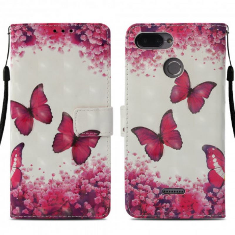 Kotelot Xiaomi Redmi 6A Red Butterflies