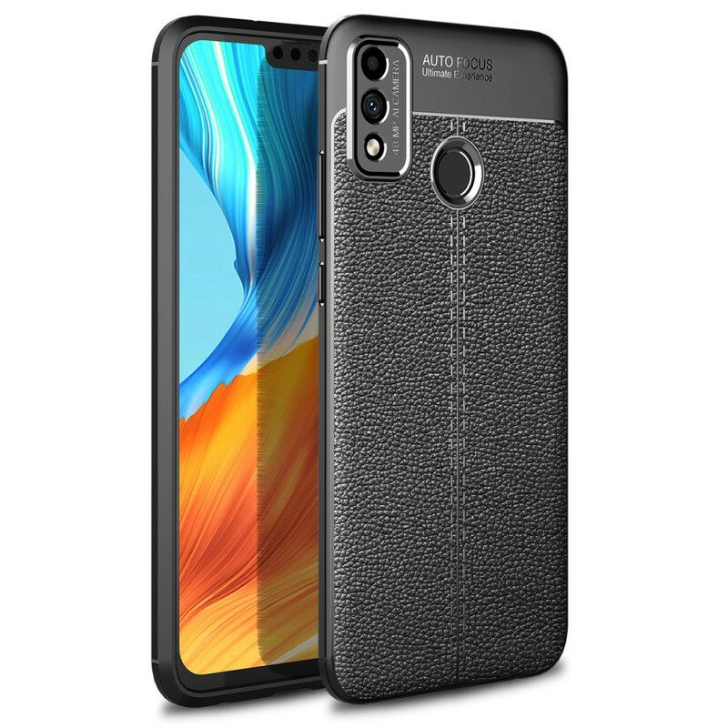 Case Honor 9X Lite Double Line Litchi Leather Effect