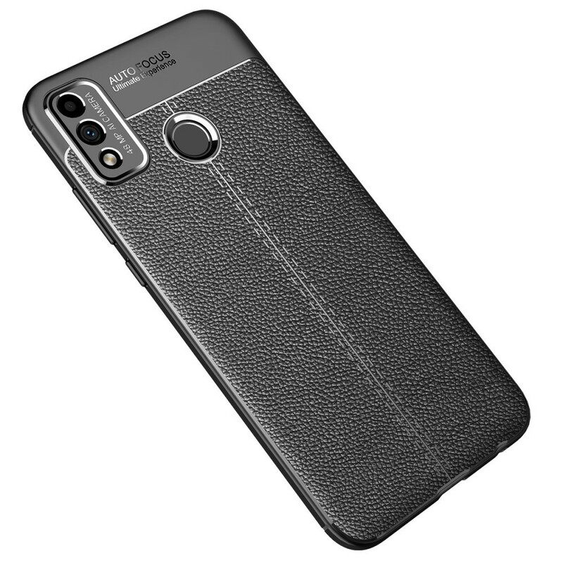 Case Honor 9X Lite Double Line Litchi Leather Effect