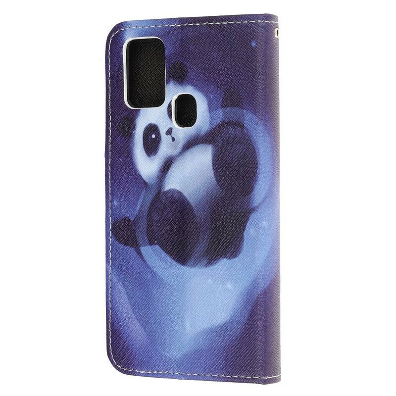 Nahkakotelo Honor 9X Lite Suojaketju Kuori Panda Space Lanyard