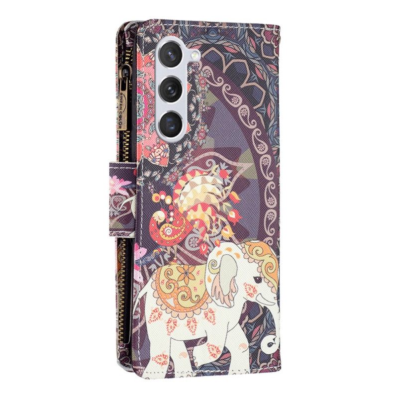 Kuoret Samsung Galaxy S24 5g Tribal Elephant -lompakko Hihnalla