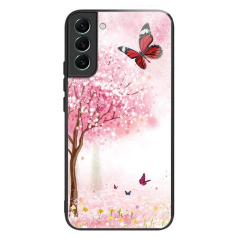 Kuori Samsung Galaxy S24 5g Tempered Glass Cherry Blossoms