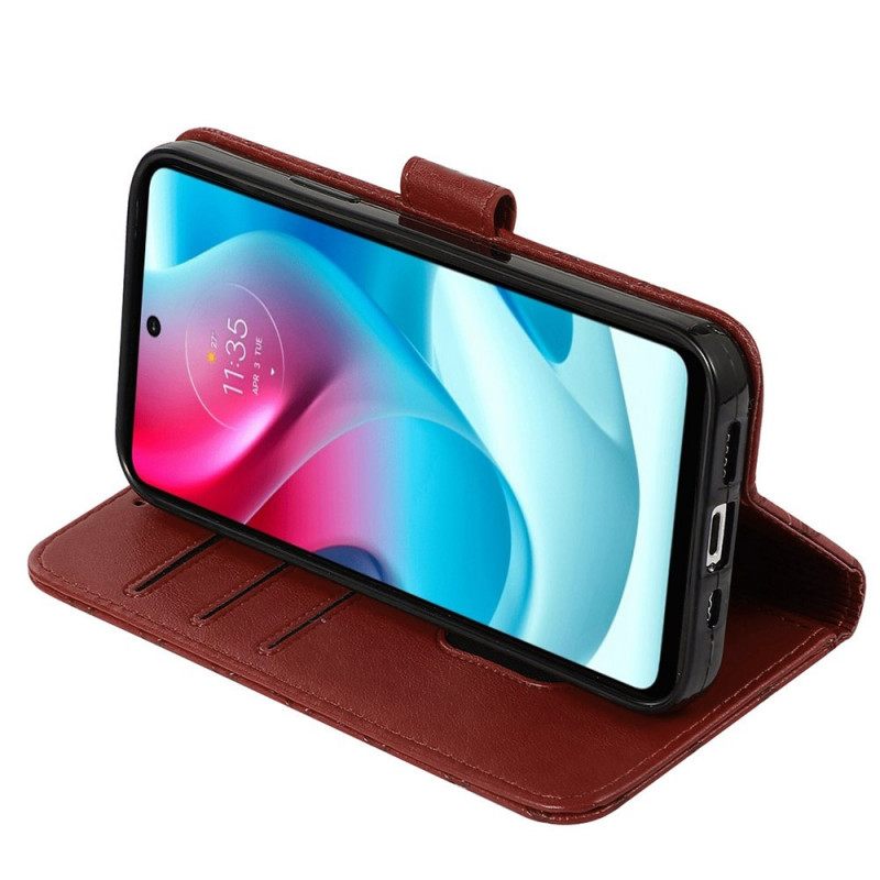 Flip Case Moto G51 5G Keinonahkainen Ruudullinen Kuvio