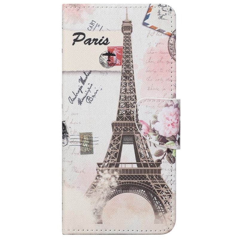 Flip Case Moto G51 5G Retro Eiffel-torni