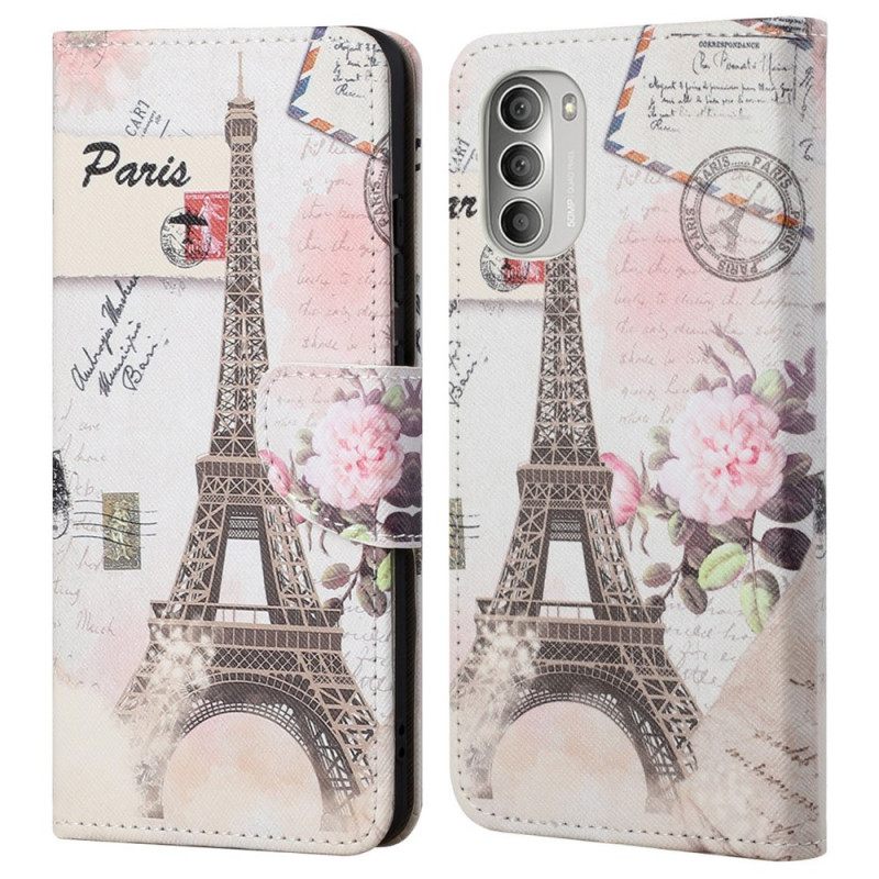 Flip Case Moto G51 5G Retro Eiffel-torni