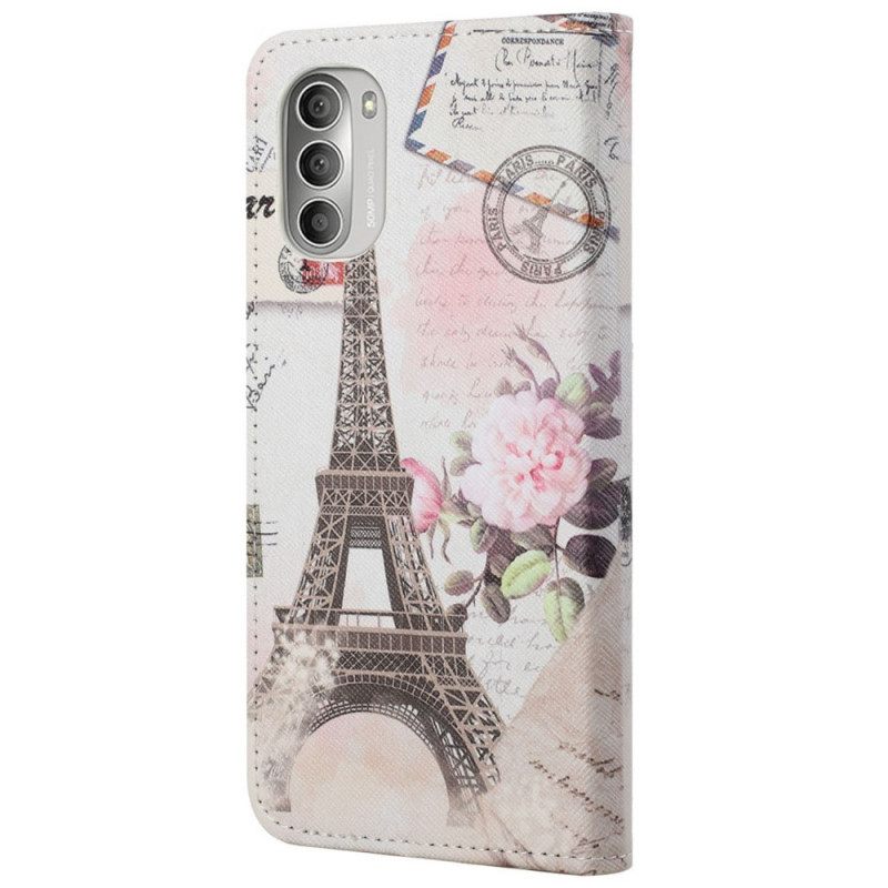 Flip Case Moto G51 5G Retro Eiffel-torni