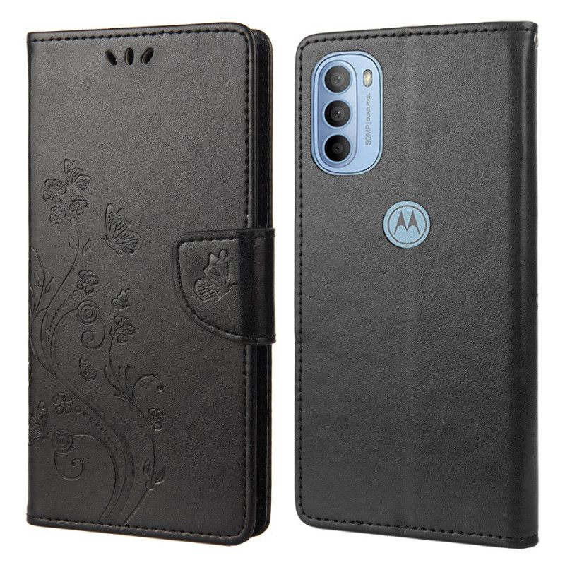 Flip Case Moto G51 5G Suojaketju Kuori Splendid Butterflies Hihnalla