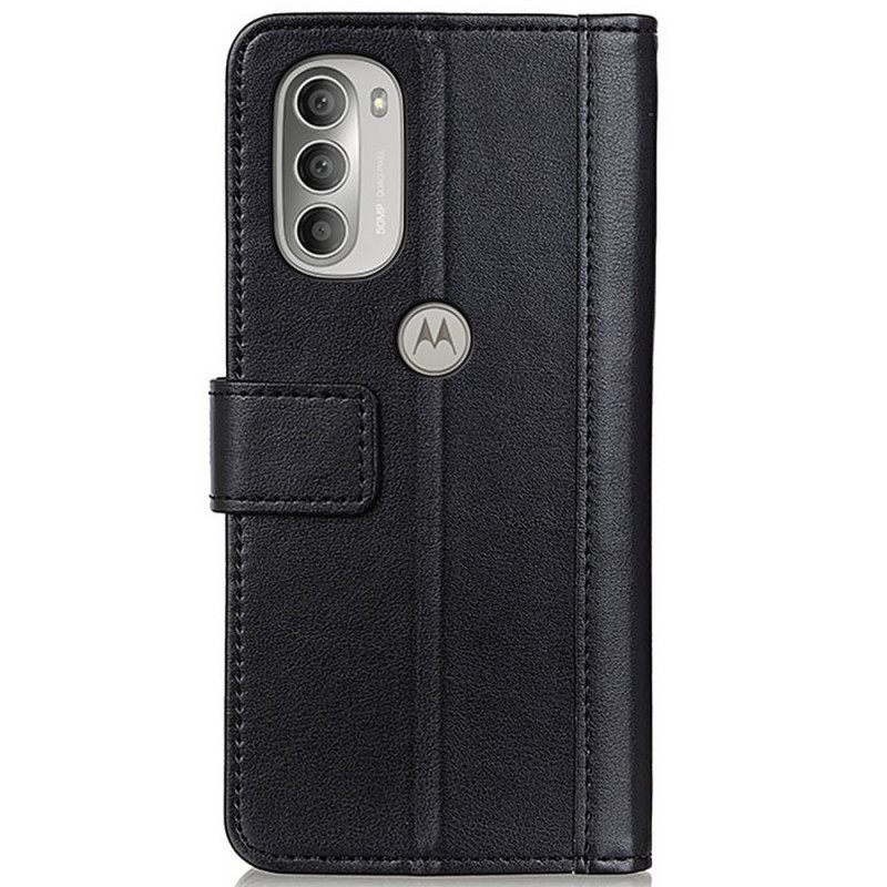 Flip Case Moto G51 5G Värillinen Versio Haljasnahka