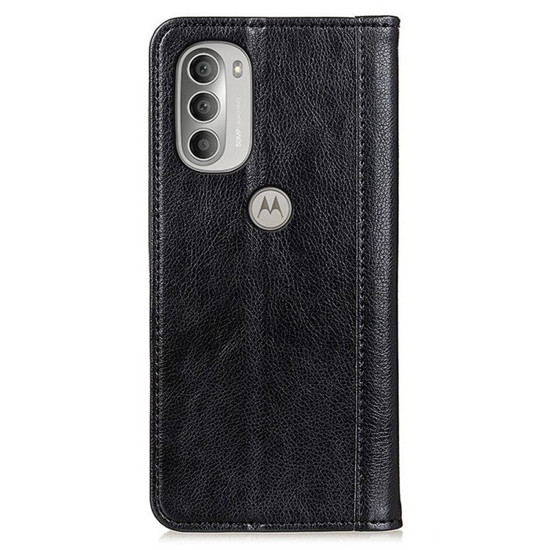 Puhelinkuoret Moto G51 5G Kotelot Flip Elegance Split Litchi Leather