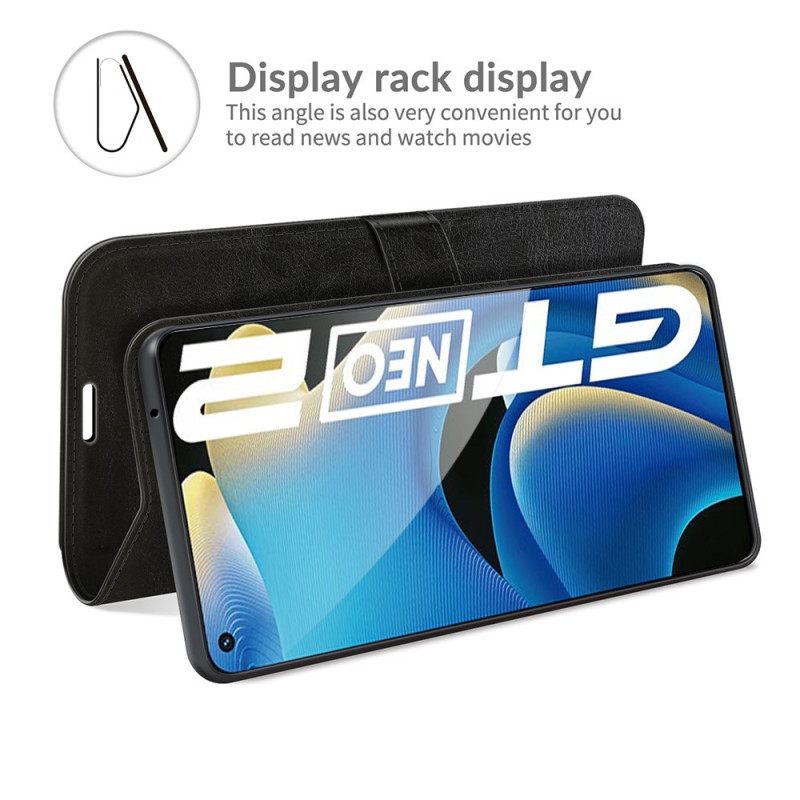 Flip Case Realme GT Neo 3T / Neo 2 Nahkatehostesuunnittelu