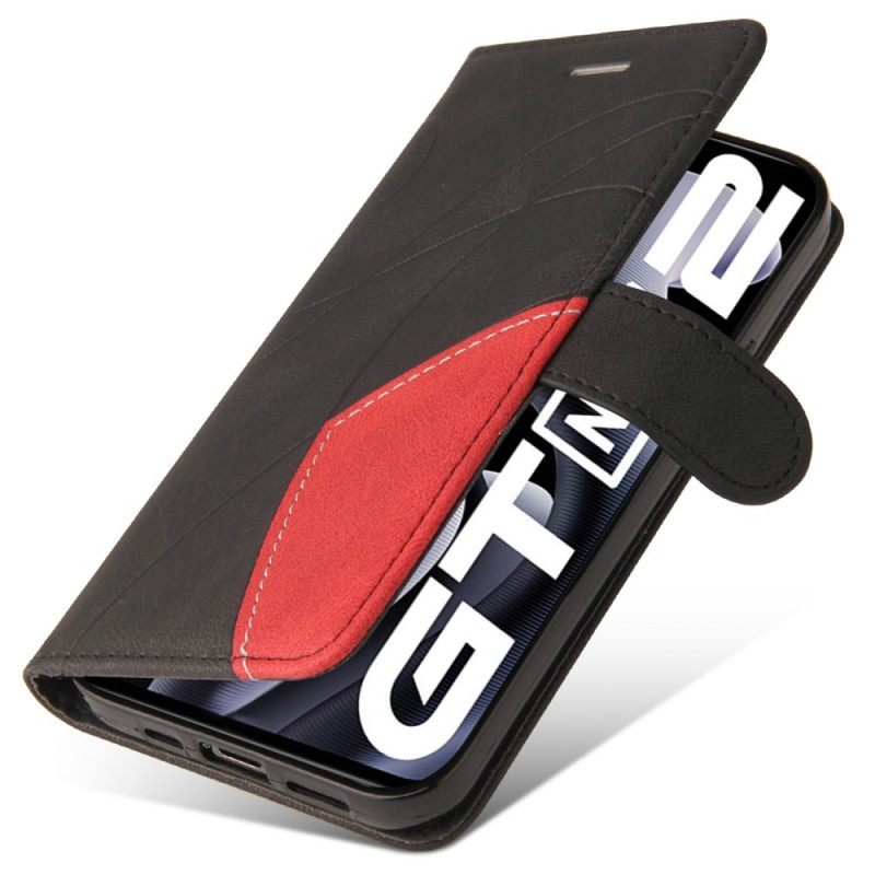 Flip Case Realme GT Neo 3T / Neo 2 Signature Kaksisävyinen Keinonahka