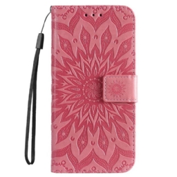 Flip Case Samsung Galaxy S23 5G Mandala-aurinko Kaulanauhalla