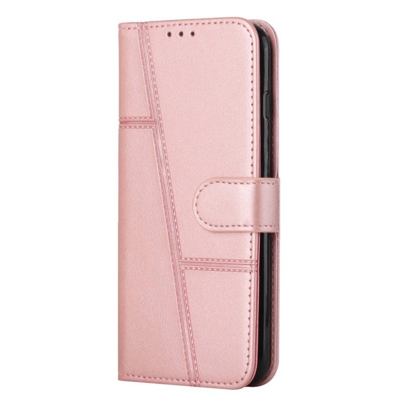 Kotelot Samsung Galaxy S23 5G Suojaketju Kuori Strappy Geometric Leather Style