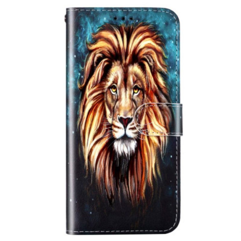 Nahkakotelo Samsung Galaxy S23 5G Suojaketju Kuori Lanyard Lion