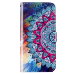 Nahkakotelo Samsung Galaxy S23 5G Suojaketju Kuori Värikäs Strappy Mandala