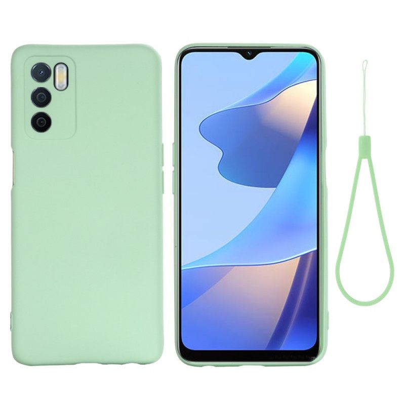 Case Oppo A16 / A16s Nestemäinen Silikoni Kaulanauhalla