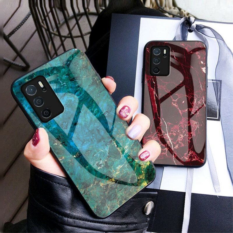 Case Oppo A16 / A16s Tempered Glass Marble Colors