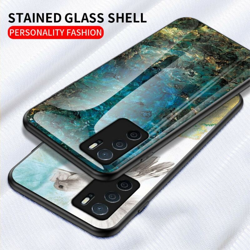 Case Oppo A16 / A16s Tempered Glass Marble Colors