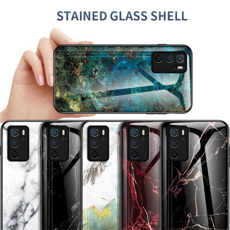 Case Oppo A16 / A16s Tempered Glass Marble Colors