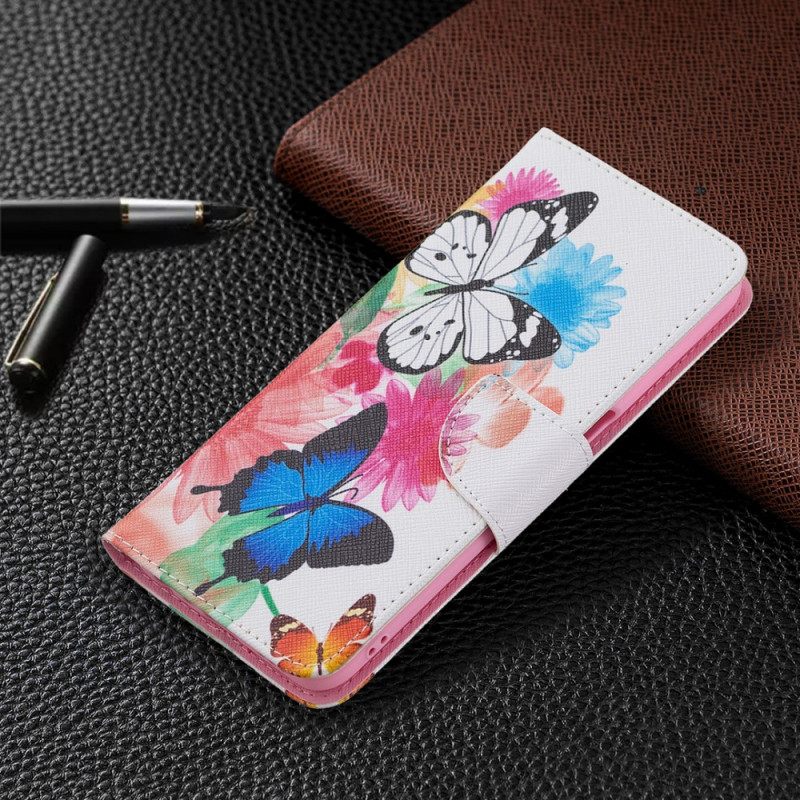 Flip Case Oppo A16 / A16s Maalatut Perhoset Ja Kukat