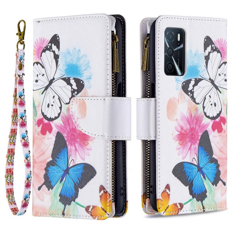 Kotelot Oppo A16 / A16s Butterflies Vetoketjullinen Tasku