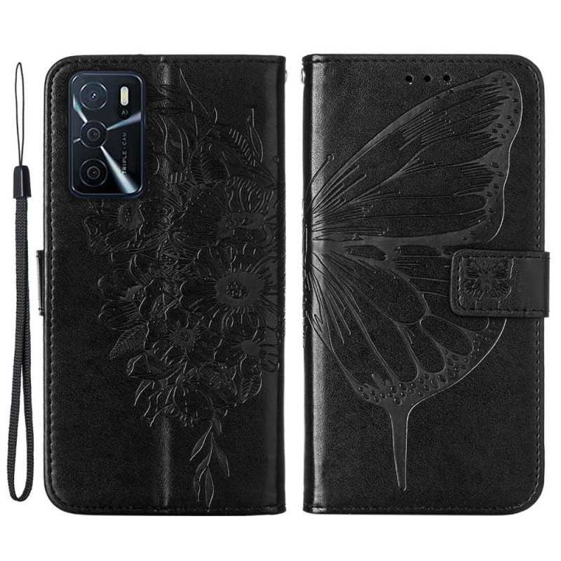 Nahkakotelo Oppo A16 / A16s Butterfly Design