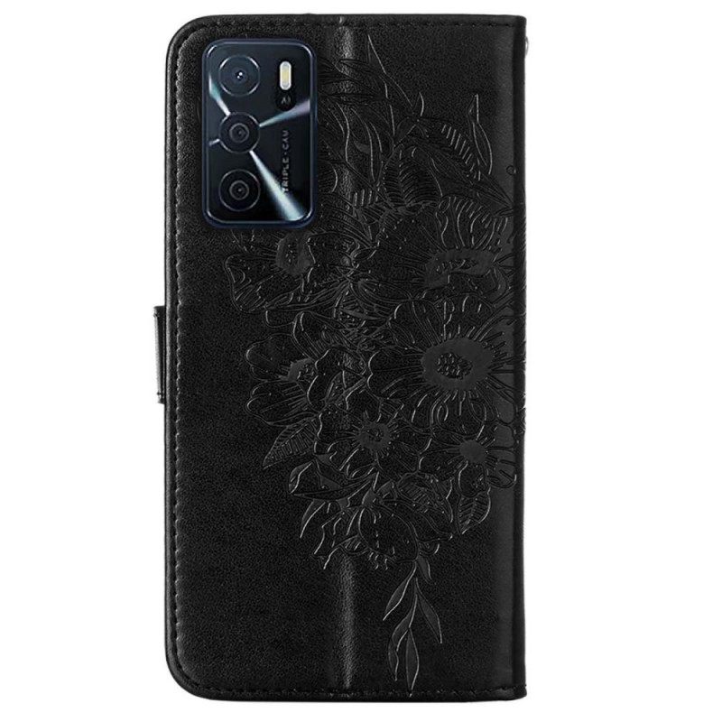 Nahkakotelo Oppo A16 / A16s Butterfly Design