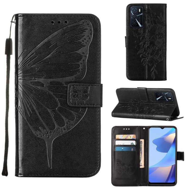 Nahkakotelo Oppo A16 / A16s Butterfly Design