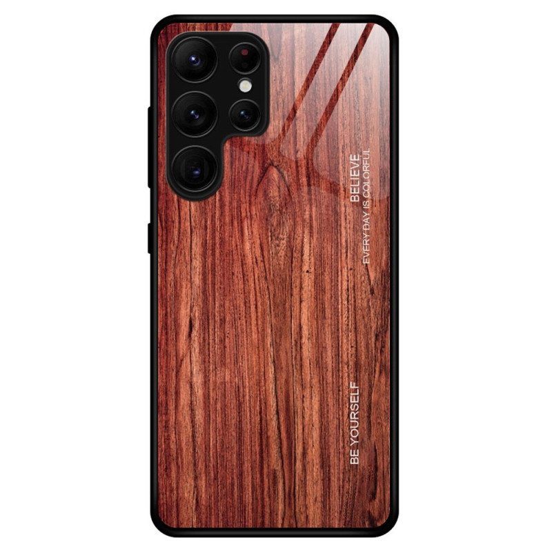 Kuori Samsung Galaxy S23 Ultra 5G Wood Design Karkaistu Lasi