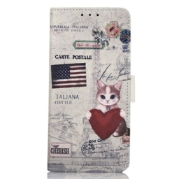 Flip Case iPhone 14 Pro Max Matkustava Kissa