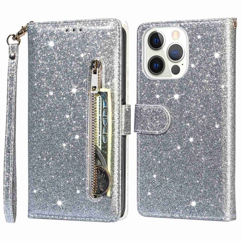 Flip Case iPhone 14 Pro Max Sequin Sequin Style