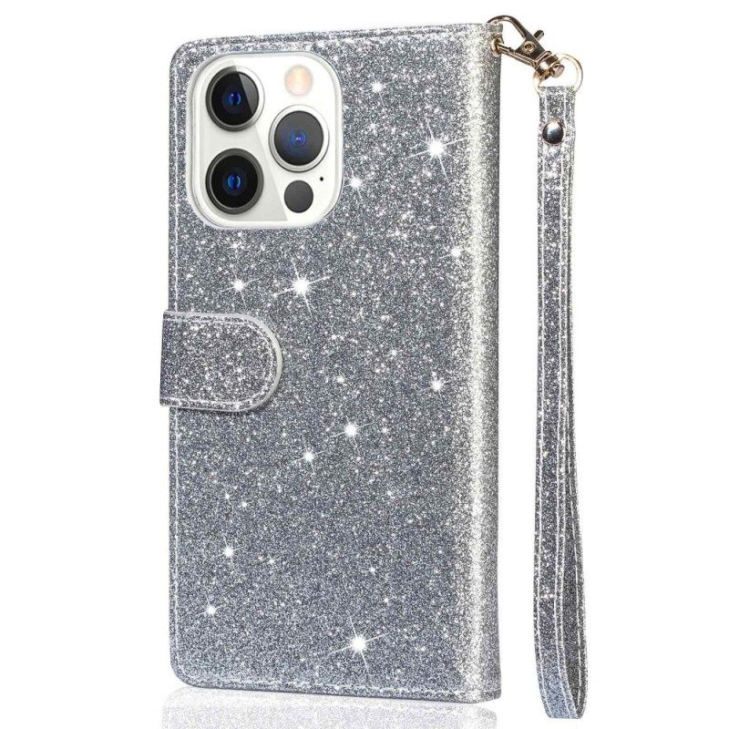 Flip Case iPhone 14 Pro Max Sequin Sequin Style