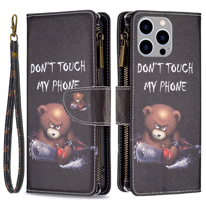 Kotelot iPhone 14 Pro Max Dangerous Bear Vetoketjullinen Pussi