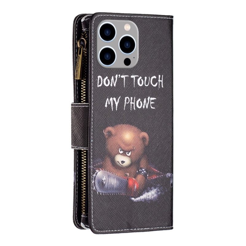 Kotelot iPhone 14 Pro Max Dangerous Bear Vetoketjullinen Pussi