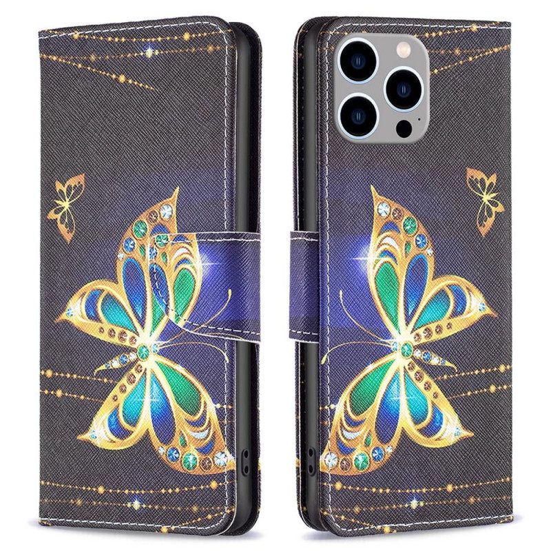 Kotelot iPhone 14 Pro Max Golden Butterfly