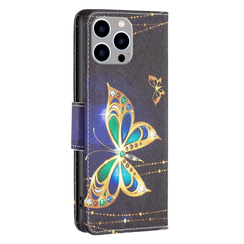 Kotelot iPhone 14 Pro Max Golden Butterfly