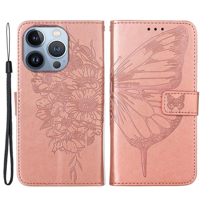 Kotelot iPhone 14 Pro Max Suojaketju Kuori Baroque Strappy Butterfly