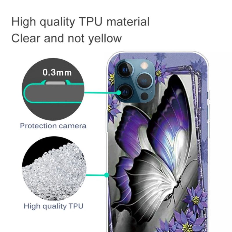 Kuori iPhone 14 Pro Max Purple Butterfly