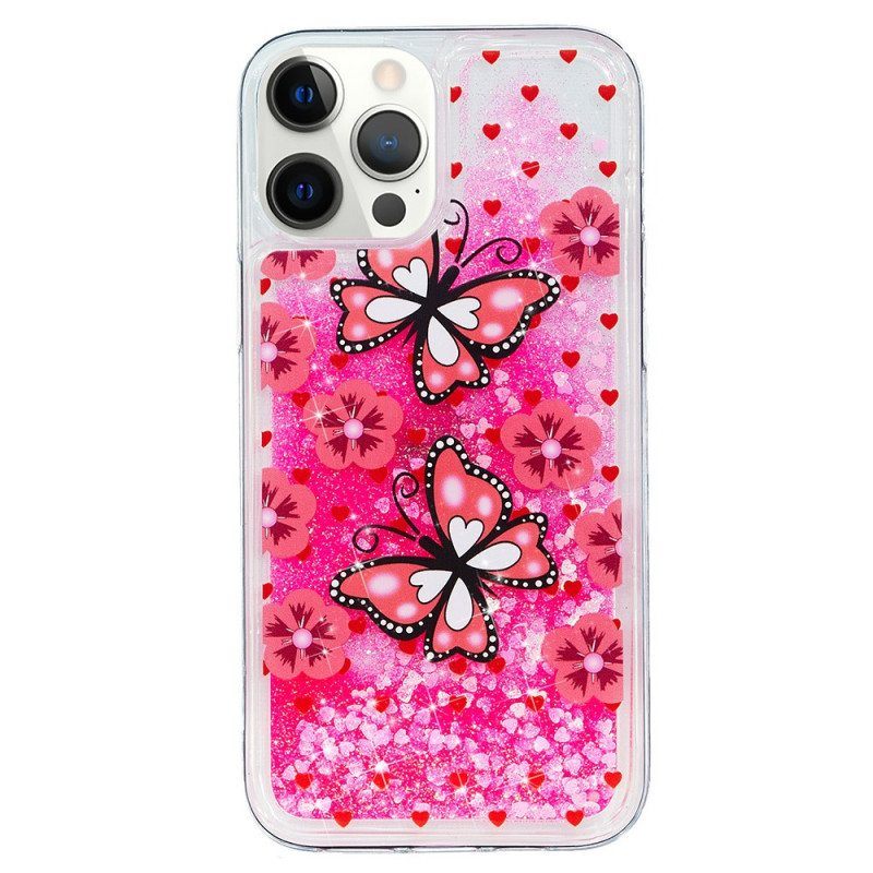 Kuori iPhone 15 Pro Perhoset Glitter