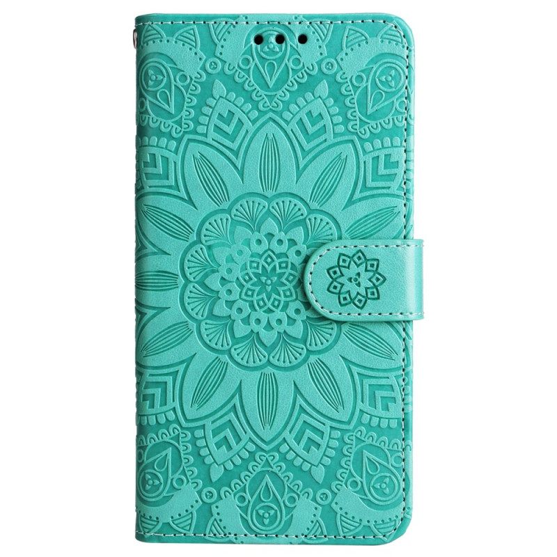 Nahkakotelo Samsung Galaxy M55 5g Mandala Kaulanauhalla