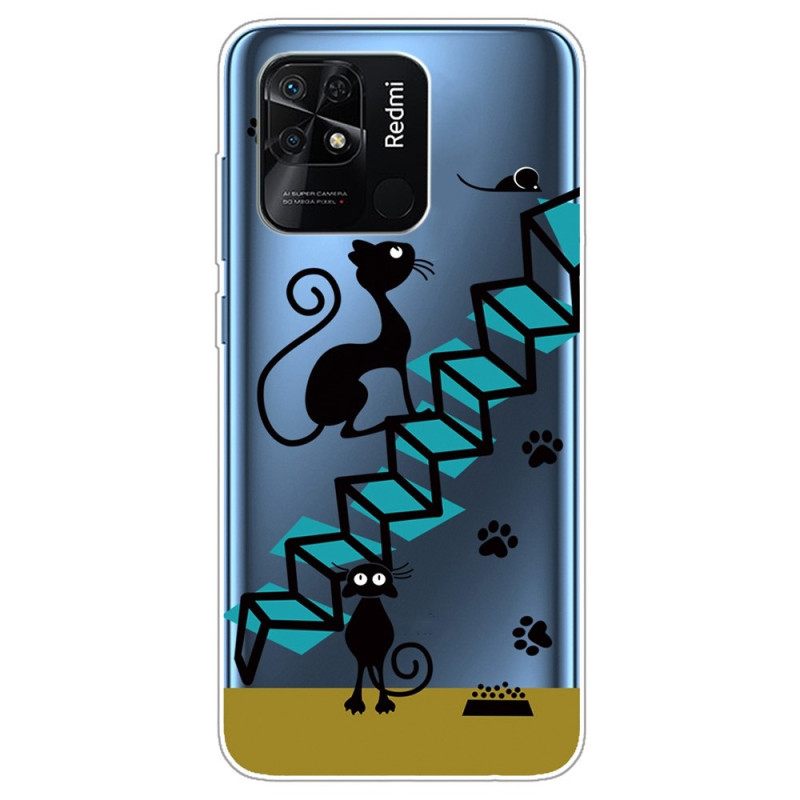 Case Xiaomi Redmi 10C Cats On The Stairs