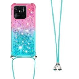 Case Xiaomi Redmi 10C Kiristysnyörillä Glitter Silikonijohto