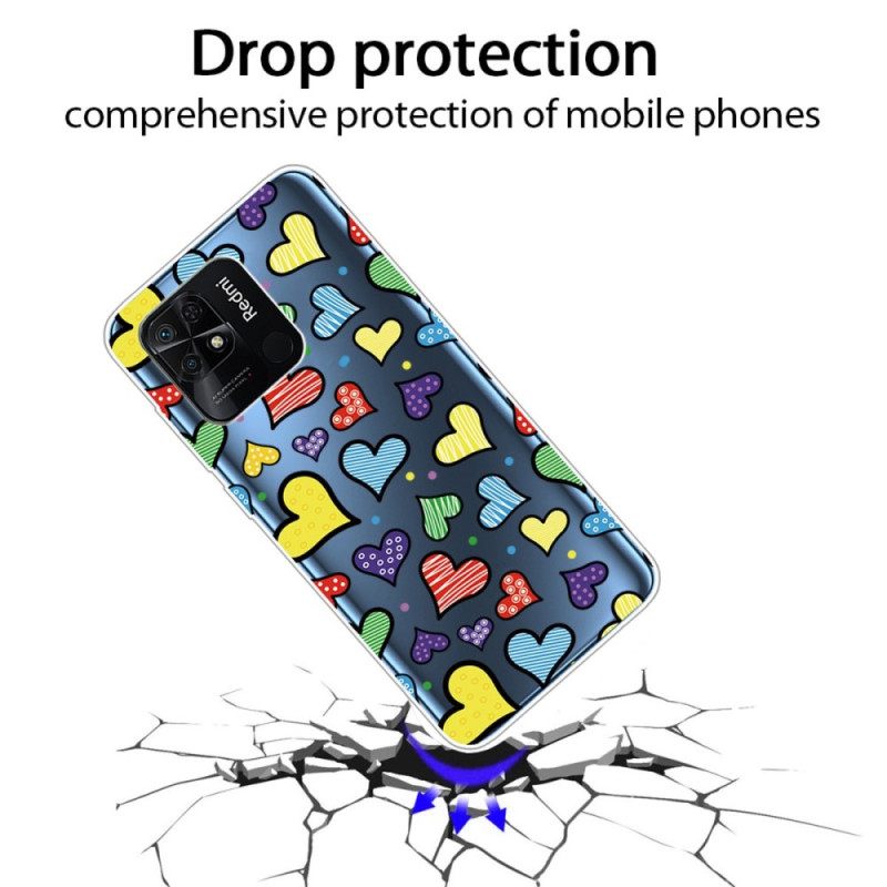 Case Xiaomi Redmi 10C Transparent Hearts