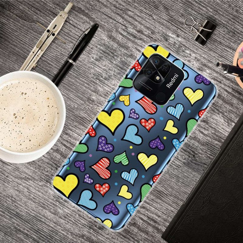 Case Xiaomi Redmi 10C Transparent Hearts