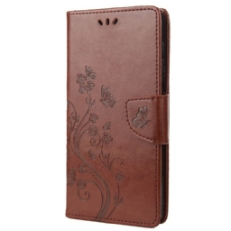 Flip Case Xiaomi Redmi 10C Suojaketju Kuori Butterflies And Flowers Strap